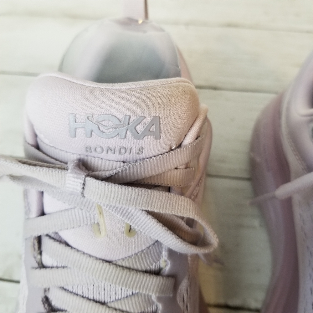 Hoka Bondi 8 Lavender Color Athletic Walking Comfort Running Shoe - Picture 6 of 16
